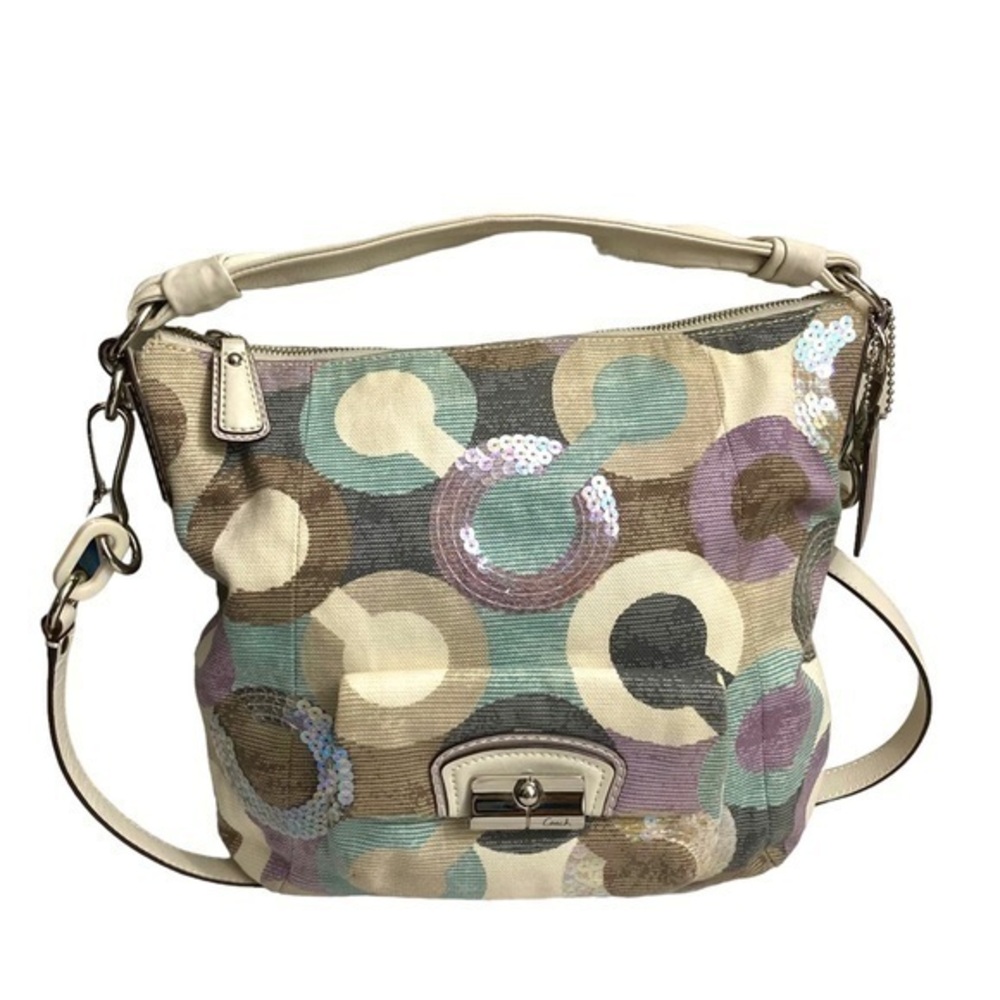 Coach sequins Op Kristin Art Convertible Hobo Bag #14860 Multicolor
